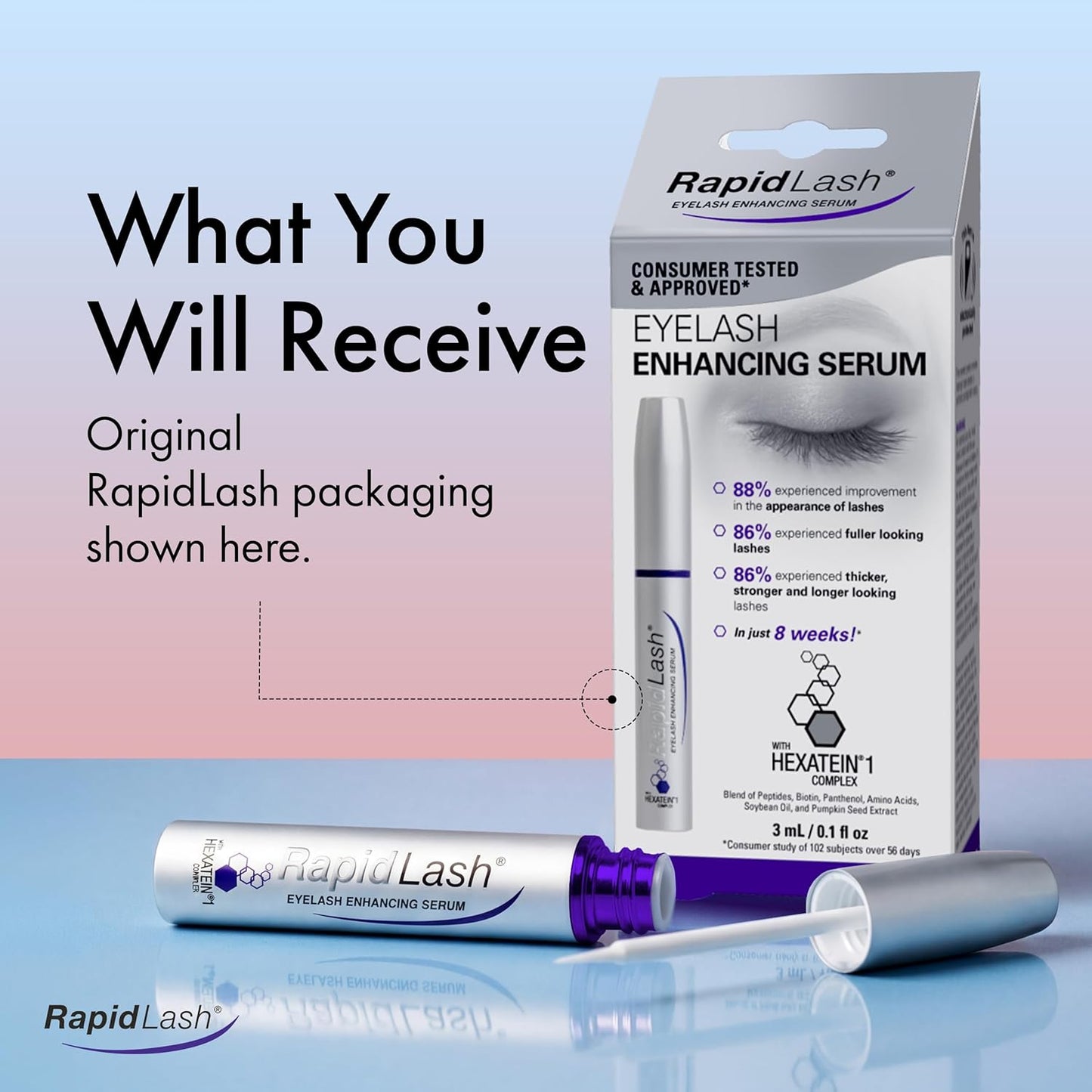 RapidLASH Eyelash Serum with HEXATEIN 1 Complex– Serum Conditioning & Hydrating – Longer-Looking, Fuller – 3 mL